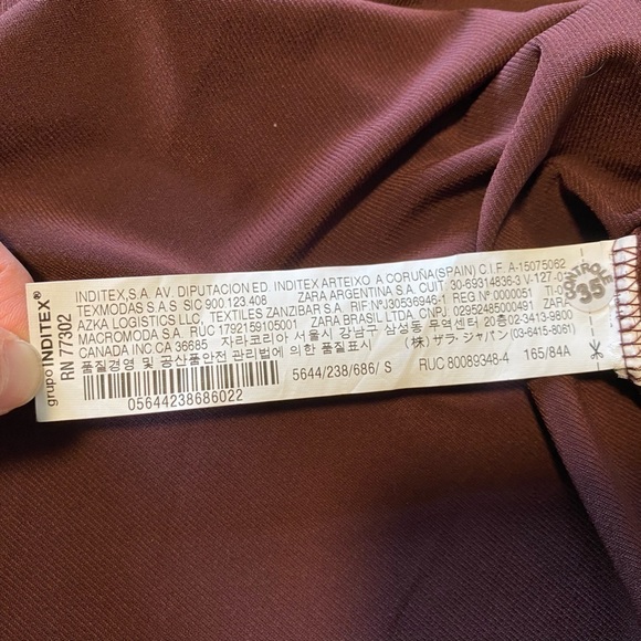 NWT Zara Sz S Cognac Long Sleeve Choker Midi Dress - Picture 8 of 11